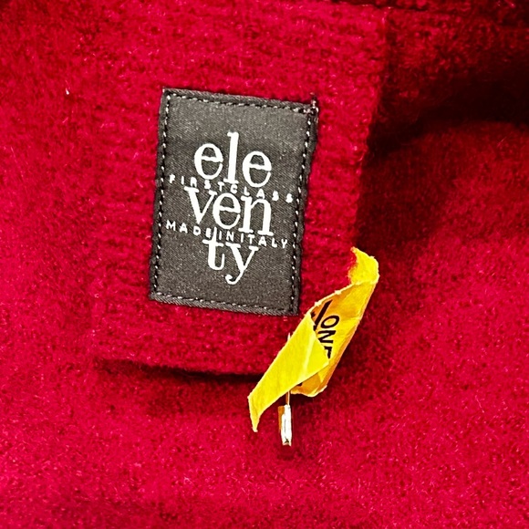 Eleventy 100% Red Wool Coat with Fox Fur Trim Hoodie (detachable) Women Sz8 - Picture 12 of 16